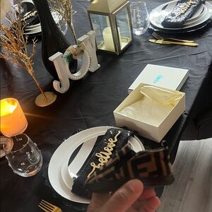 Fendi Black and Brown Logo Shoes